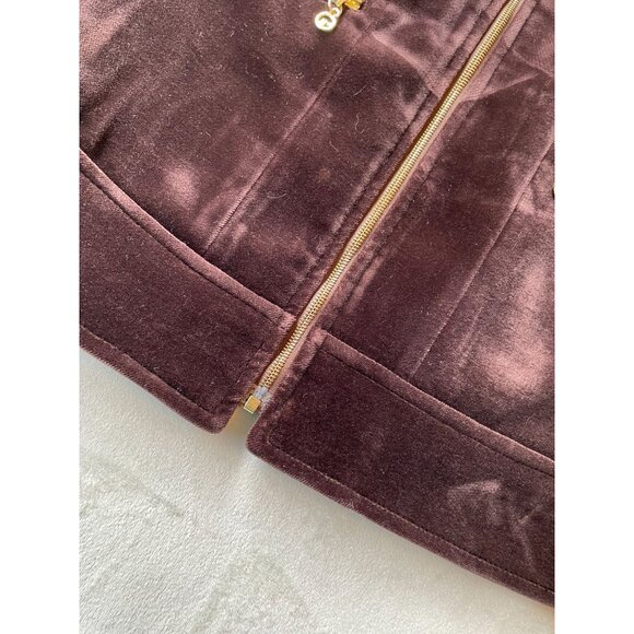 St. John Sport By Marie Gray Velvet Zip-Up Jacket With Gold Zippers & Pockets - - Picture 7 of 12